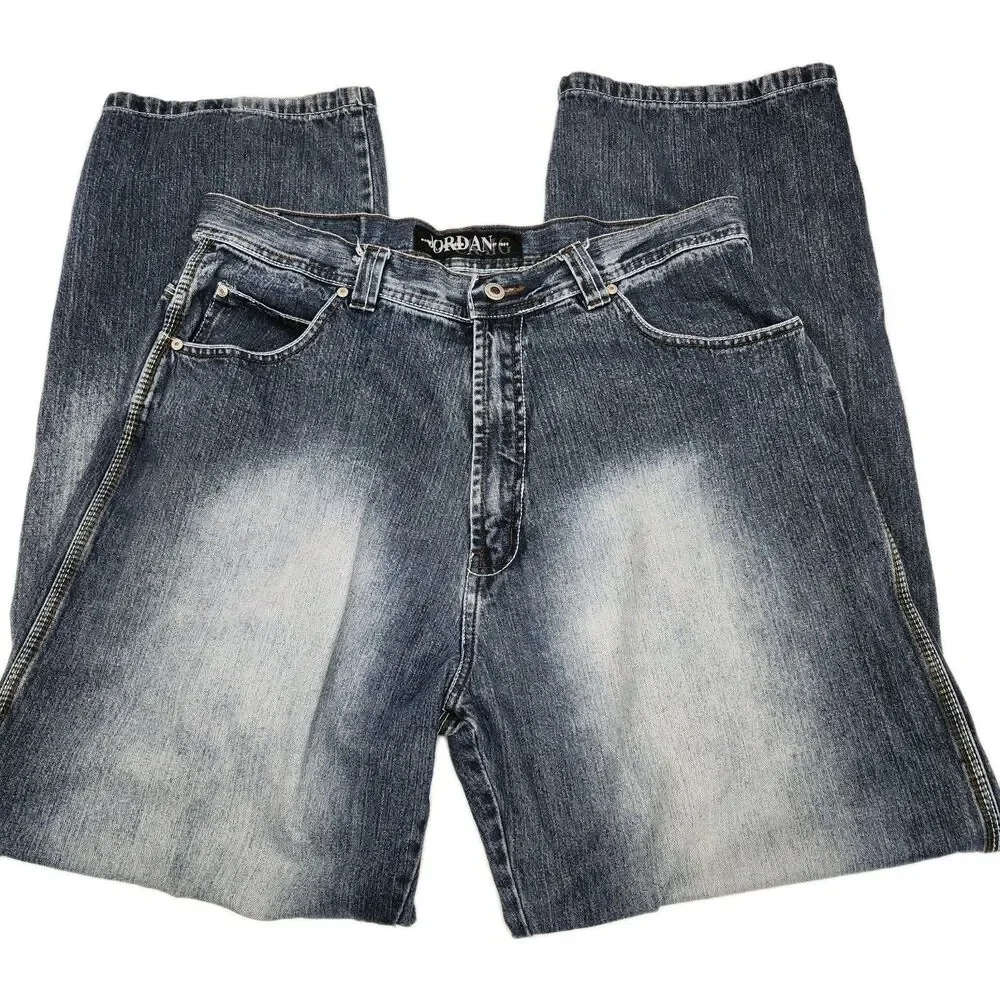 Jordan Craig Factory Distressed Blue Jeans Mens 38x34 Y2K Skater Relaxed Casual